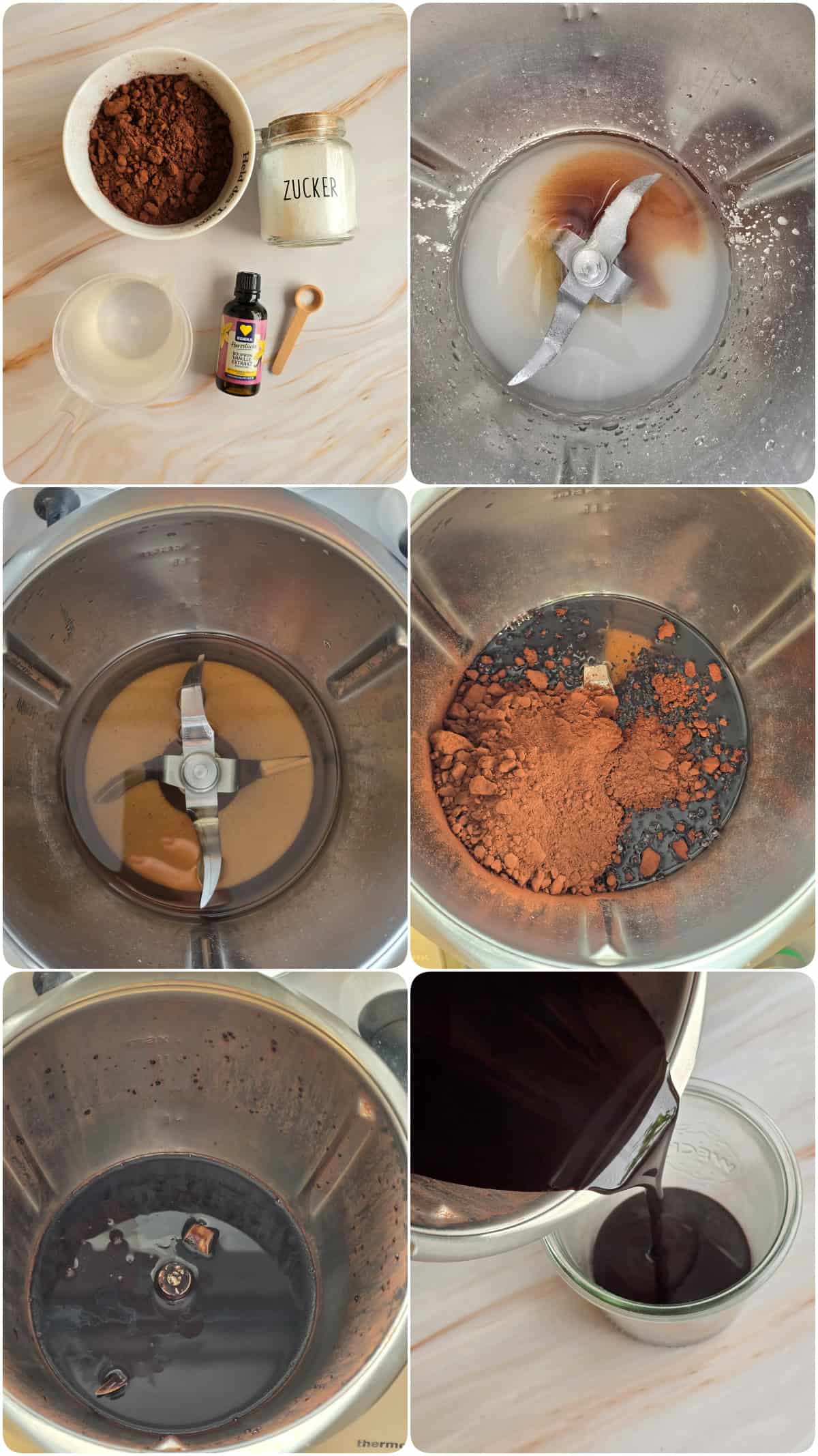 A collage of step-by-step instructions for making banana split dessert in a glass.