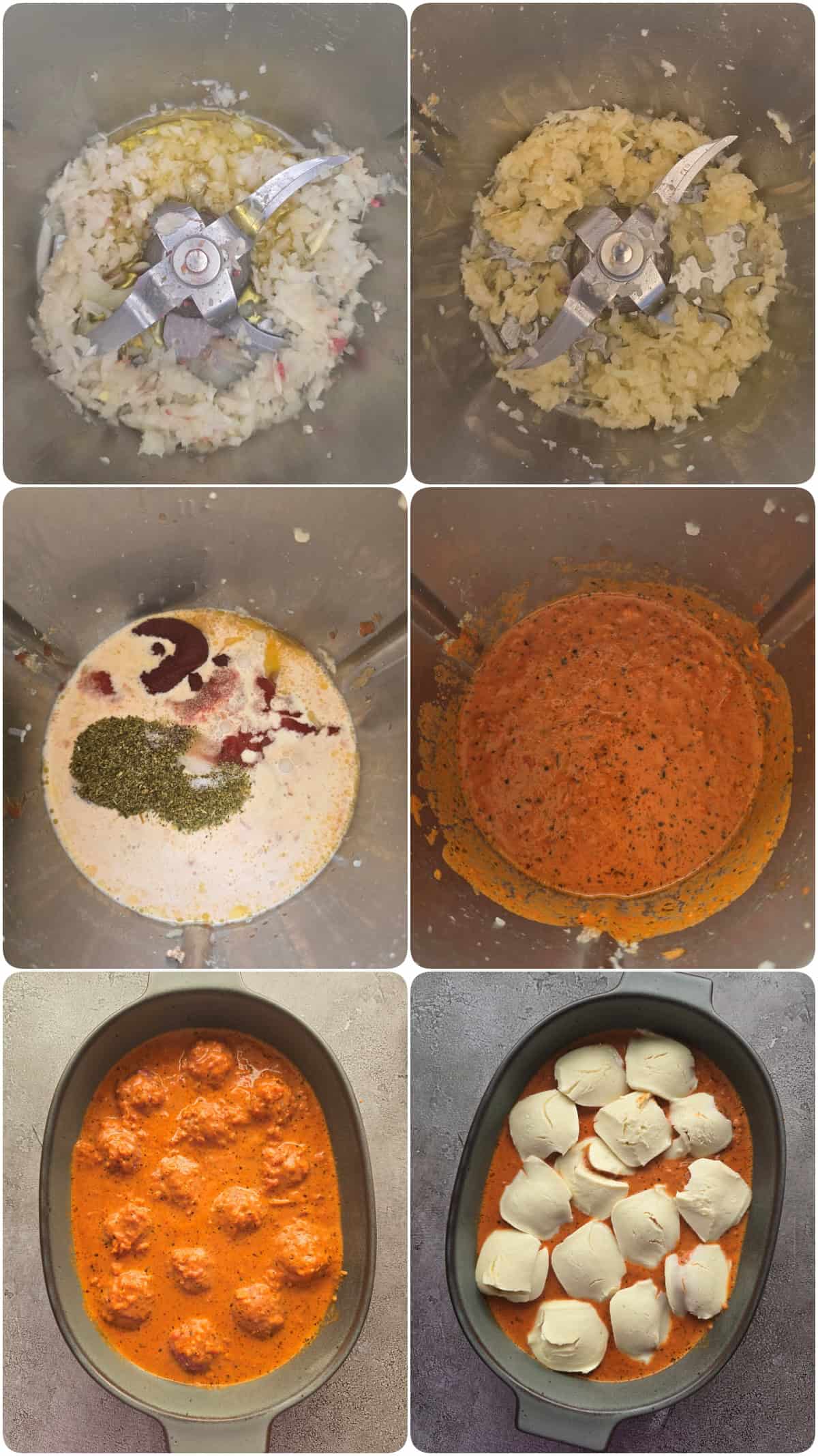 Step-by-step collage showing how to make Tuscan meatballs.