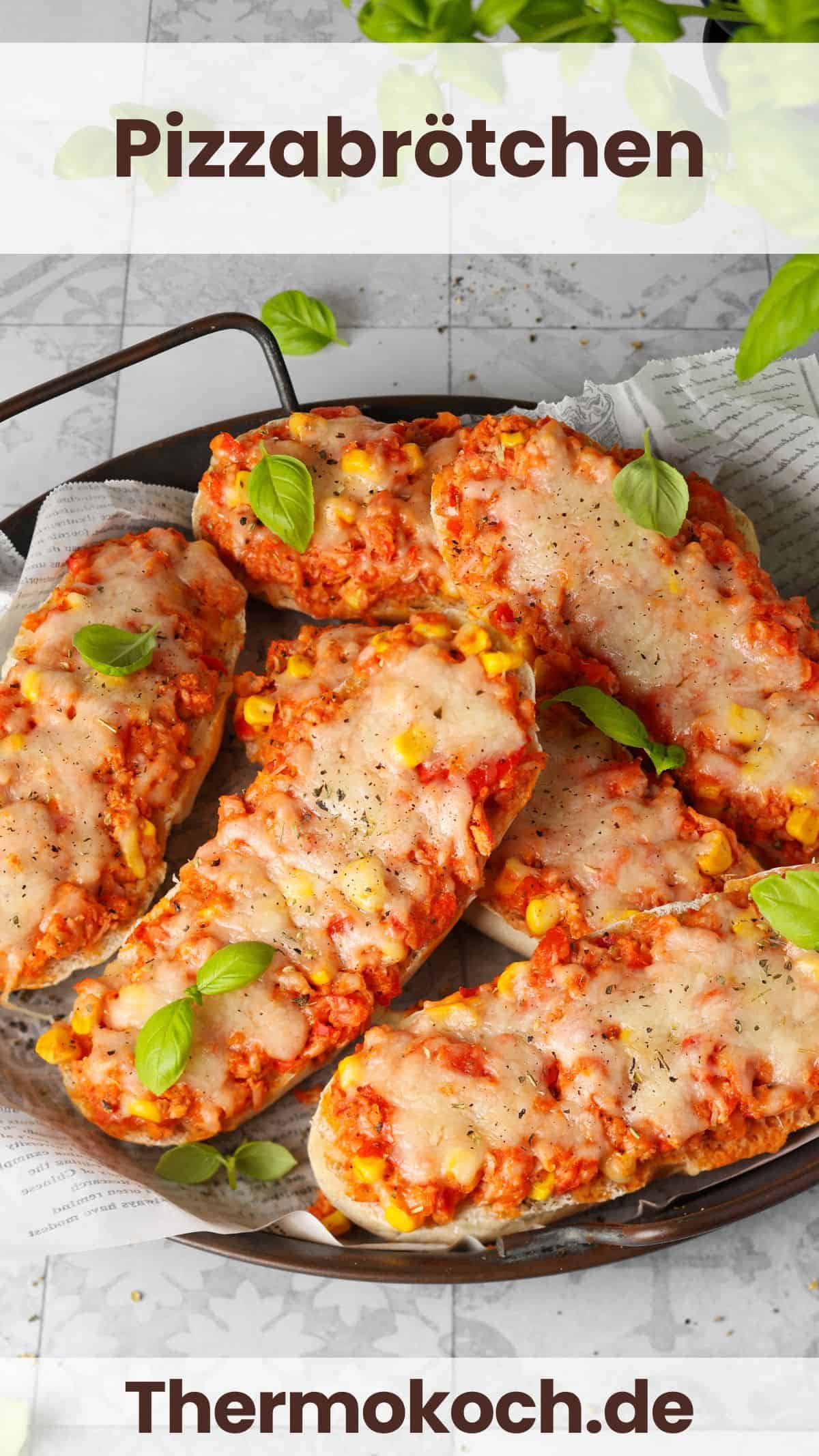 A round serving platter topped with fresh pizza rolls.