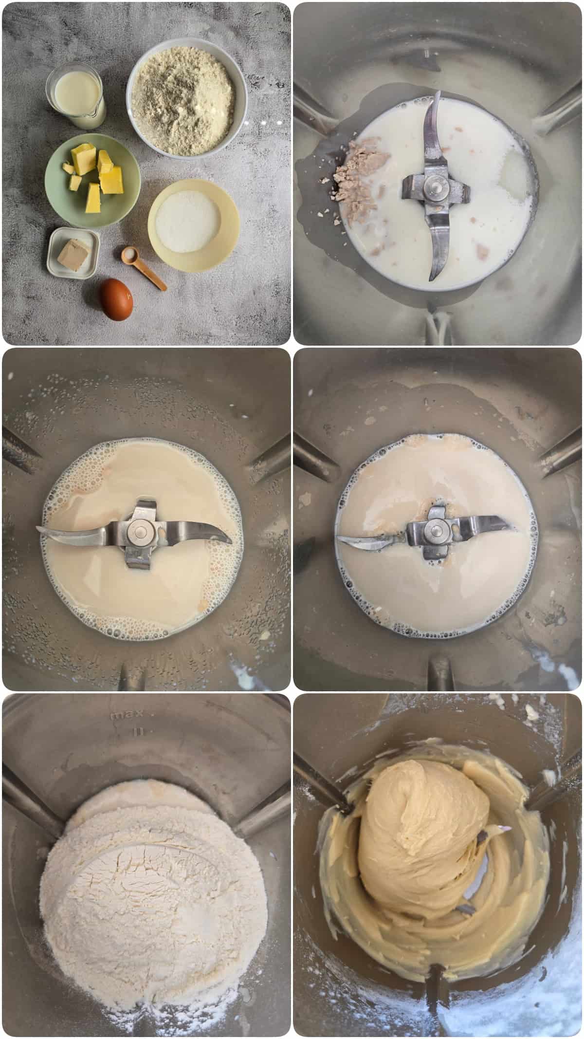 A collage showing the step-by-step process for making strawberry sweet rolls.