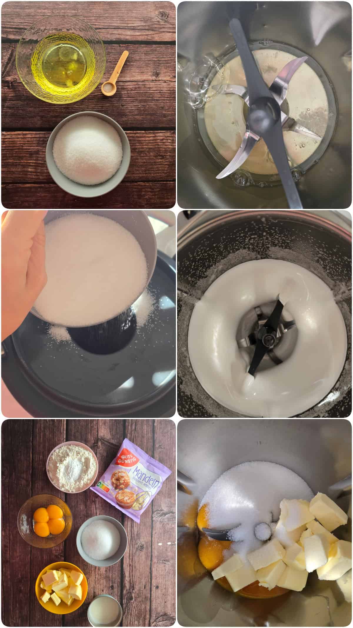 A collage of the prep steps for Baked Apple Meringue Cake.