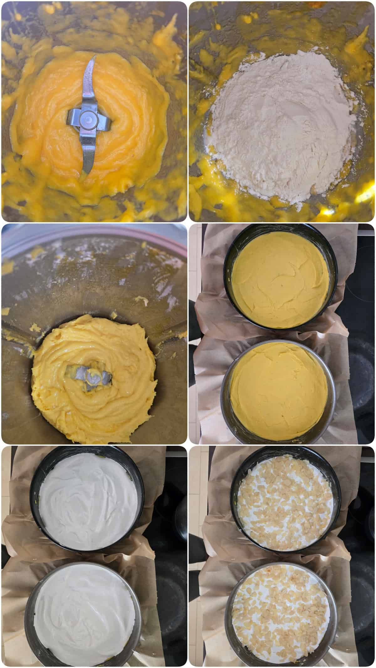 A collage of the prep steps for Baked Apple Meringue Cake.