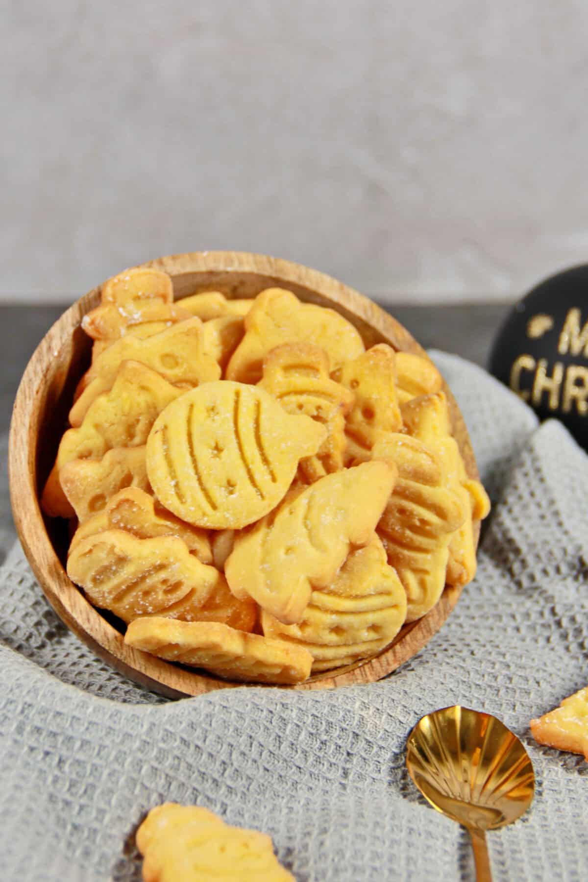 Christmas cookies in a bowl.